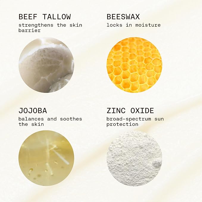 Jay Alvarrez Beef Tallow Sunscreen SPF 50 – Grass-Fed Tallow & Non Nano Zinc Oxide Mineral Sunscreen, No White Cast, Water Resistant Face & Body Sunblock | 3 oz