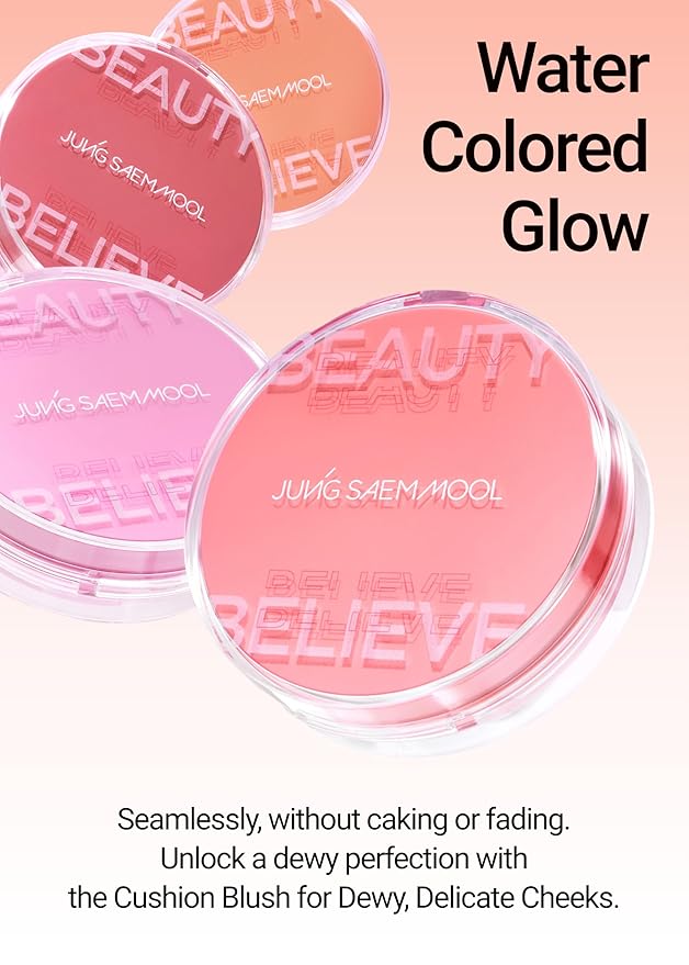 JUNG SAEM MOOL Artist Cushion Blush | Easy to Blend with Puff, Buildable Liquid Blush for Cheeks with a Natural & Dewy Finish, Korean Makeup (Dewy | Lavender Pink)
