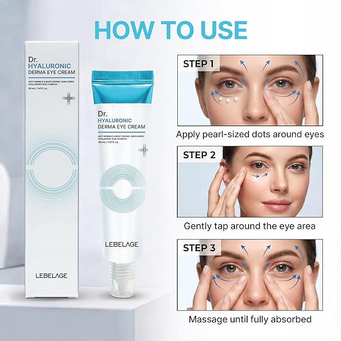 LEBELAGE Derma Eye Cream 1.35 fl oz | Lightweight Eye Moisturizer | Fast-Absorbing Daily Under Eye Cream for Smooth, Hydrated Skin Feel | Korean Skincare Routine (Hyaluronic)