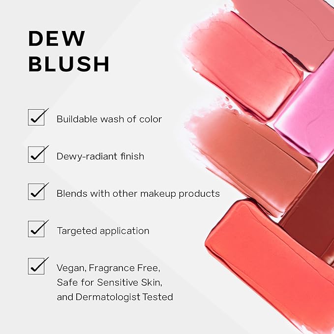 Saie Mini Dew Liquid Blush for Cheeks - Hydrating Cream Blush Stick with a Blendable + Buildable Formula - Skincare Infused Dewy Cheek Tint for a Natural Flush - Clean, Vegan Makeup - Baby (.24 oz)