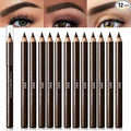 Eyebrow Pencils for Women, 12Pcs Hard-Core Wooden Eye Brow Eye Liner Pencils for Beginner Makeup, Black Coffee Brown Colors, Waterproof & Sweat-Proof (Coffee-12 Pcs-E02)