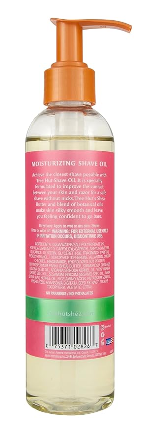 Tree Hut Watermelon Moisturizing Shave Oil, Gel-to-Oil Formula, Ultra Hydrating Barrier for a Close, Smooth Shave, For All Skin Types, Made with Shea Butter, 7.7 Fl Oz