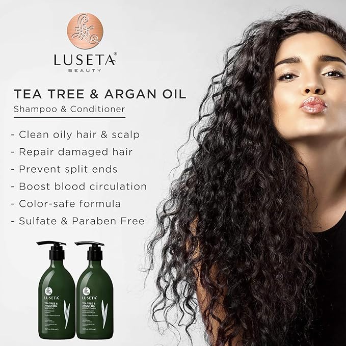 Luseta Tea Tree Oil Shampoo 33.8oz- Natural Anti Dandruff Treatment for Dry and Damaged Hair, Sulfate Free & Safe for Color Treated Hair