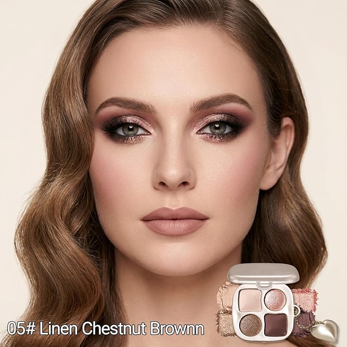 Erinde Warm Rose Gold Brown Eyeshadow Palette with Mirror, Matte & Shimmer High Pigment Eye Shadow, Blendable Long-Lasting Everyday Eye & Contour Makeup Palette, Perfect for Blue, Green & Brown Eyes