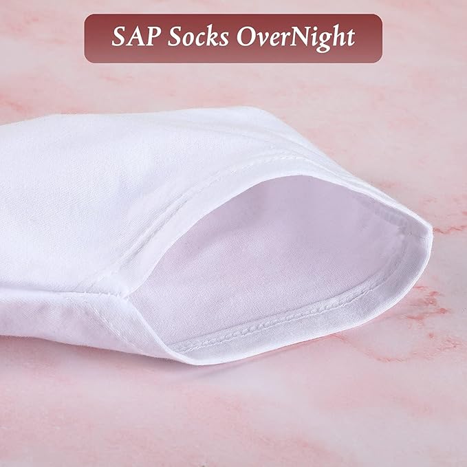 Geyoga 6 Pairs Moisturizing Socks Overnight for Dry Feet Spa Cotton Moisture Enhancing Cosmetic Socks for Women and Men, White