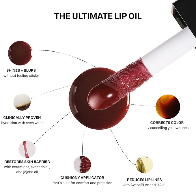 POUND CAKE Cake Theory: Lip Tone Equalizing Oil | For Balanced Lip Color | Hydrating and High-Shine Blurring Lip Oil with Purple Brown Tint | Clean, Vegan, and Moisturizing Formula – 0.23 oz, Browning
