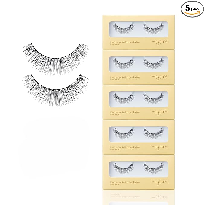 EYEME Eyelash NO.33 – 5 Set Pack, Natural Half Lashes for Bigger and More Defined Eyes, Lightweight False Eyelashes for Beginners, Flexible & Comfortable Fit, K-Beauty