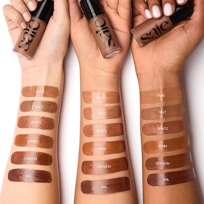 Saie Dew Bronze - Hydrating Liquid Bronzer Stick For a Sun Kissed Glow - Liquid Contour Stick Infused with Nourishing Skin Care Ingredients - Sculpted Face Makeup Essential - Salt (0.4 oz)