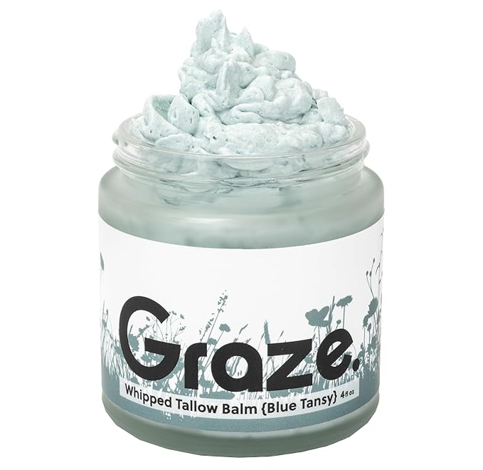 Graze. Skincare: Handmade Organic Whipped Tallow Balm (Blue Tansy)