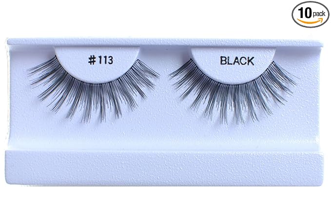 10 Pairs 100% Human Hair False Eyelashes Natural Black #113