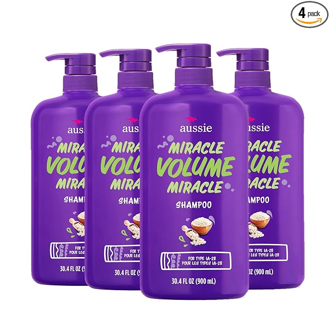 Aussie Miracle Volume Shampoo, Paraben-Free, Volumizing, 30.4 oz, 4-pack