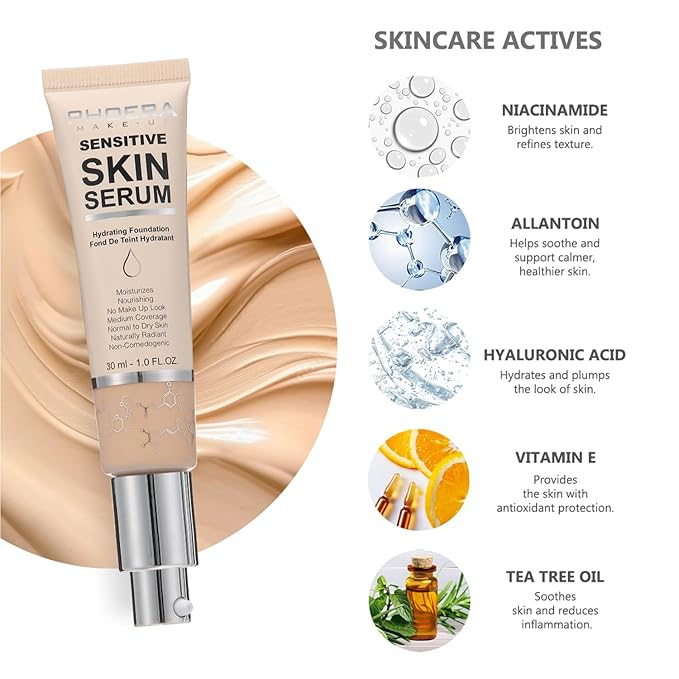 PHOERA Foundation Full Coverage,and Medium Coverage 2024 New PHOERA Foundation Makeup for Mature Skin, Wrinkles Matte Natural Finish for a Flawless Complexion (102+N03/Nude+Buff Beige)