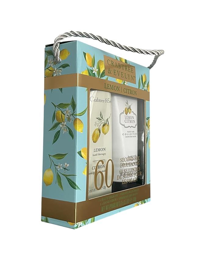 Crabtree & Evelyn Lemon Citron Hand Therapy Cream and Hand Scrub Set, 3.5oz EACH