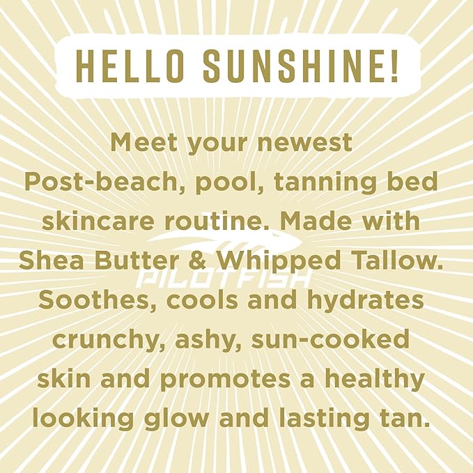 Pilotfish After Sun Body Butter Moisturizing Cream - Shea Butter & Whipped Tallow, Simple Ingredients, After Sun Lotion, Body Lotion, Lavender Oil, After Sun Care, After Sun Skin Care, 3.8oz