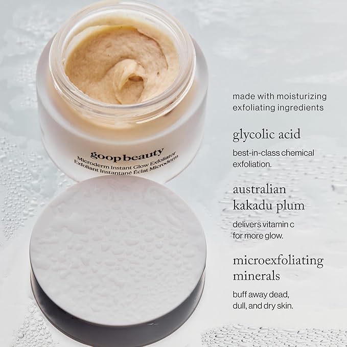 goop Beauty Microderm Face Exfoliator | At-Home Microdermabrasion with Glycolic Acid & Exfoliating Minerals | Smooths Skin Texture | Clean Face Scrub | Silicone & Paraben Free | 1.7 fl oz