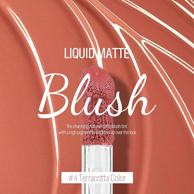 KYDA Liquid Blush, Matte Tinted for Cheeks, Lasting Dewy Cheek, Soft Creamy Blush, Blendable Lightweight, Buildable Matte Coverage, Terracotta Color