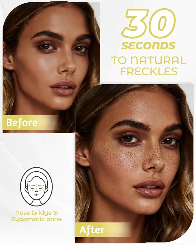 Upgrade Dual Ended 2-in-1 Faux Freckle Stamp Pen, Waterproof Fake Freckle Pen with Multi-Prong Freckles Stamp Head for Women to Easily Create Natural Long-Lasting Sunkissed Makeup