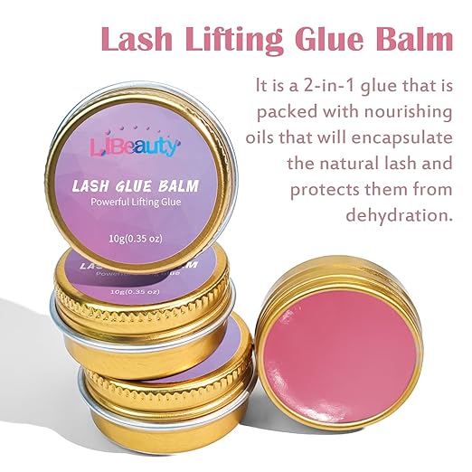 Libeauty Lash Lift Balm Lash Lift Glue Adhesive Strong Sticky Fruit Flavor Eyelash & Eyebrow Perm Glue Balm Brow Lamination Gel (Pink Peach, 10g/0.35oz)