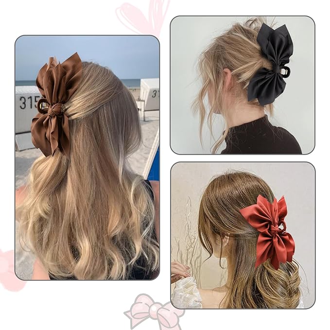 Bow Claw Clips Hair Clips Big Hair Bows for Women Butterfly Styling Large Hair Clips for Thick Hair for Girls Hair Accessories for Teen 3PC
