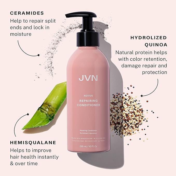 JVN Repair & Shine Essentials Set, Pack of 3, Includes Revive Repairing Shampoo, Conditioner, and Revive Rapid Repair Hair Bond Gloss, Made for Damaged Hair, Silicone-Free, Haircare for Women and Men
