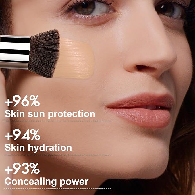 AirBrush Foundation Spray With Primer and Brush, Silky Mist Foundation Spray Makeup, Full Coverage Foundation for Smooth Radiant Finish, Formula Breathable Lightweight Hydrating (#2 Sunscreen Beige)