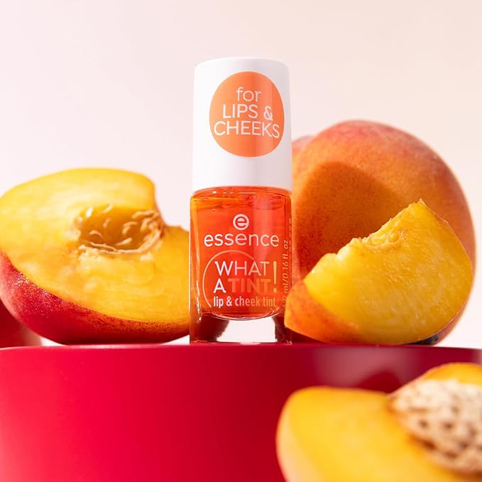 essence | What a Tint! Lip & Cheek Tint | Long-Lasting Liquid Blush & Lip Stain | Non-Sticky & Kiss-Proof | Vegan & Cruelty Free (03 |Peachy Vibes)