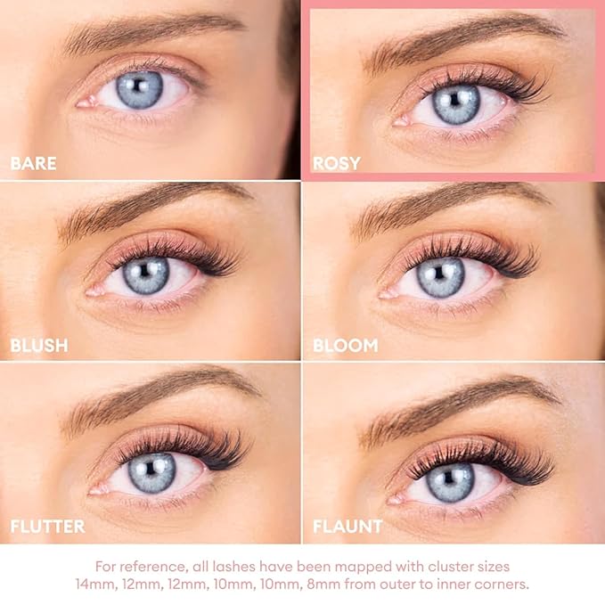 Silly George Pop-On Lashes - DIY 1-Step Pre-Glued Faux Eyelash Clusters, Natural Look Extensions, Light Brown - Bloom, 5-7 Pair Set, Pack of 60 Clusters