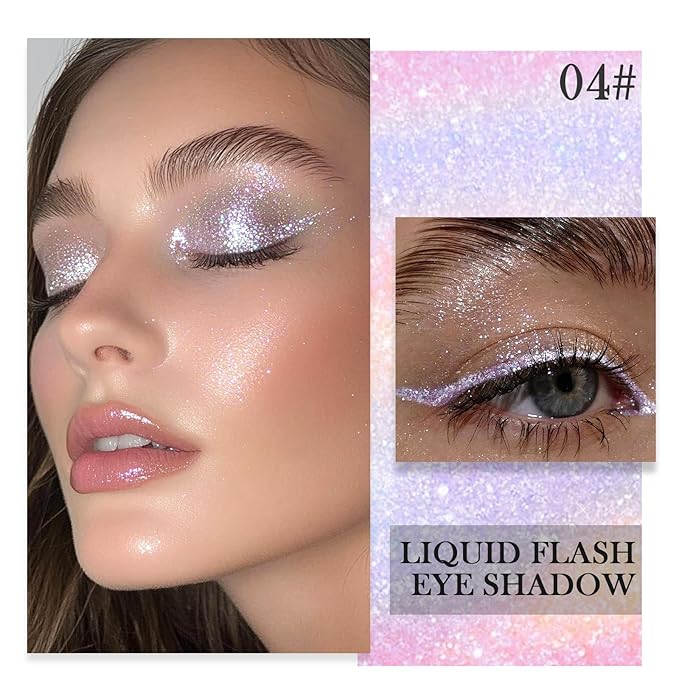 Liquid Glitter Chameleon EyeShadow Stick, Waterline Cream Matte Eye liner, Holographic Multichrome Metallic Shimmer Water Line Eyes Liner for Daily Makeup, 04# Purple Pink