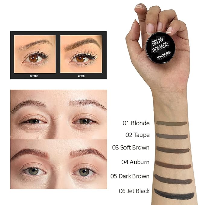 Eyebrow Pomade,Gel Professional Makeup Eyebrow Color,Matte Waterproof Brow Pomade For Long-Lasting Results,Vegan, Cruelty-Free Eyebrow Color that Fills and Shapes Brows(5#Dark Brown)