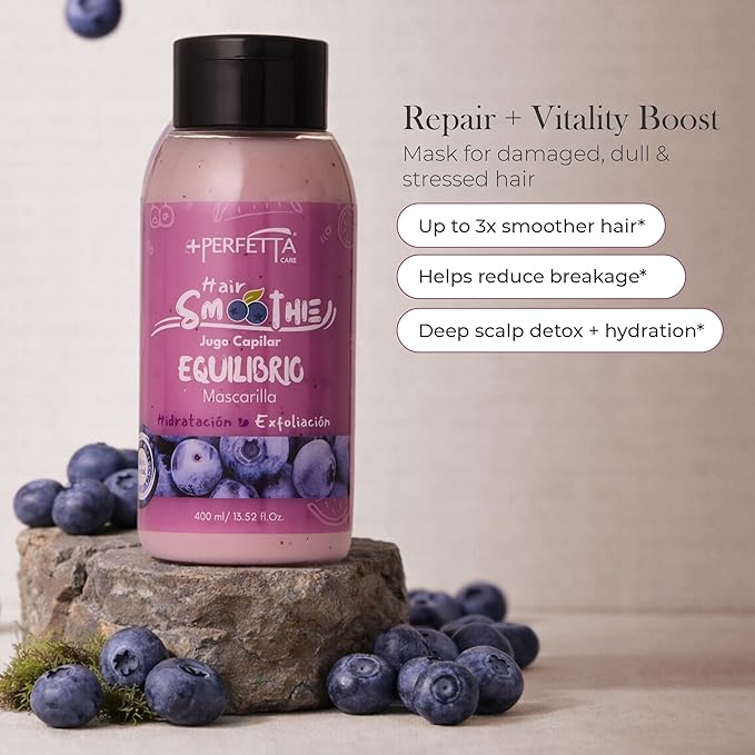Hair Smoothies Mask - Deep Conditioning Treatment for Dry, Damaged Hair | Hydrates, Repairs & Gently Exfoliates with Natural Oils & Vitamins (Balance)