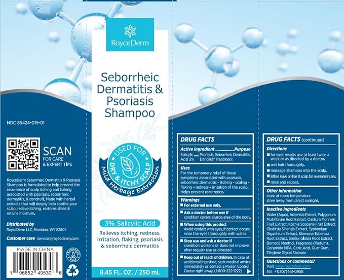 Roycederm Seborrheic Dermatitis & Psoriasis Shampoo for Dandruff - Helps Relieve Itching, Flaking & Scaling, Dry Itchy Scalp - 2 Pack