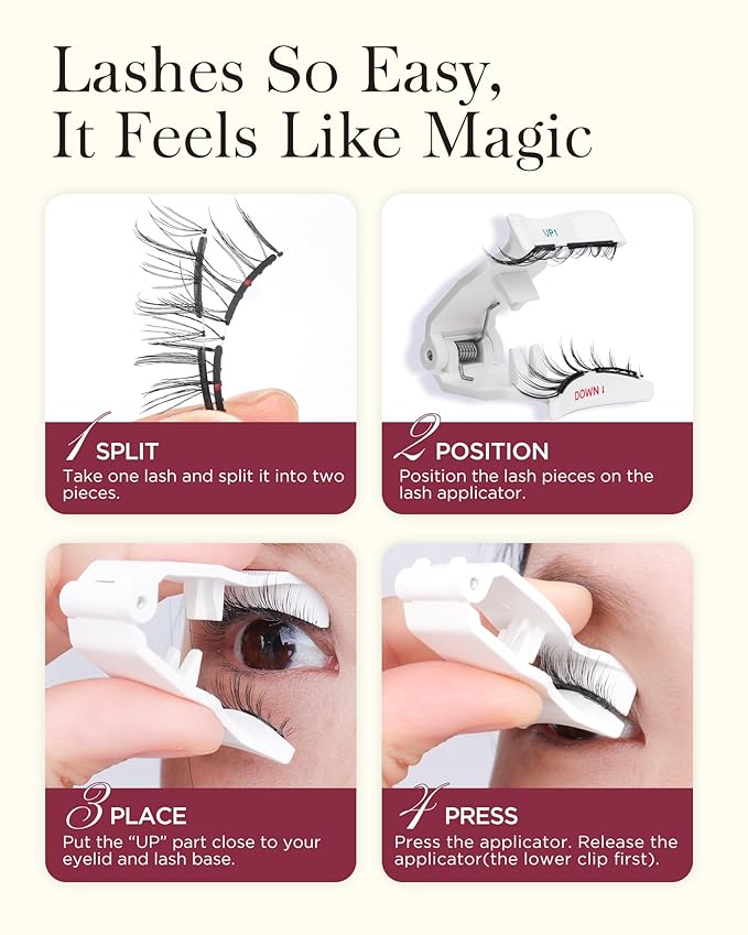 BEYELIAN Magnetic Eyelashes with Applicator, Soft Magnetic Lashes Natural Look Upgrade Lash Fixer Comfortable & Secure Fit Easy to Apply Reusable (CS101+Lash Fixer)