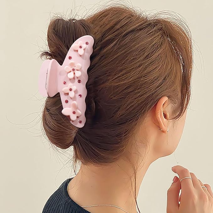 HAIMEIKANG 2 PCs Acrylic Bow Hair Claw Clips for Women - Cute Banana Non-Slip Strong Hold Barrettes Y2K Hair Clips for Thick Thin Hair