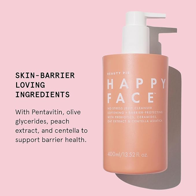 Beauty Pie Happy Face No-Stress Jelly Cleanser – Soothing Aloe, Oat & Rose Gel-Cream for Hydrated, Calm Skin
