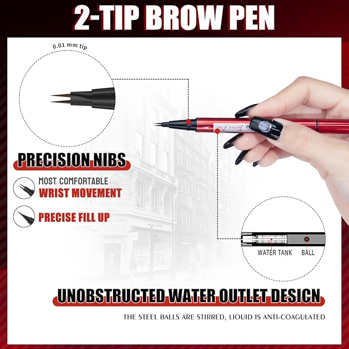 Eyebrow Pencils for Women - Eyebrow Pen with Dual-Brush-Tip & Curved Tip for Precise Hair-Like Strokes, Natural Fuller-Looking Brows for All Brow Types, Last All-Day (BROWN)