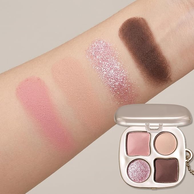 Erinde Nude Beige Pink Brown Eyeshadow Palette with Mirror, Matte & Shimmer High Pigment Eye Shadow, Blendable Long-Lasting Everyday Eye & Contour Makeup Palette, Perfect for Blue, Green & Brown Eyes