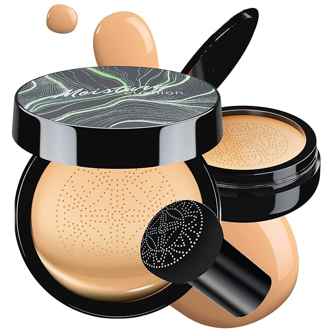 Mushroom Head Air Cushion CC Cream - Tattoo Cover up BB Cream Foundation Makeup Moisturizing Concealer Long-Lasting, Cushion Foundation Full Coverage Self Adjusting (Buff Beige)