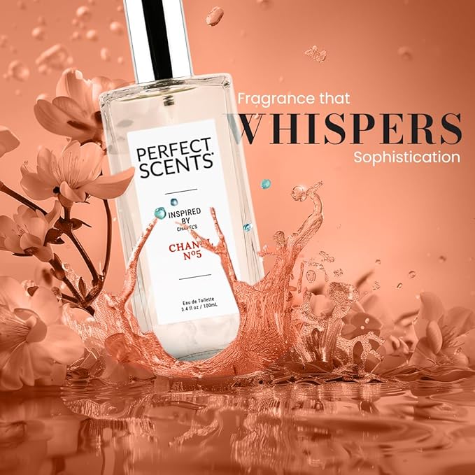 Perfect Scents Fragrances, Inspired by Chanel’s No. 5, Women’s Eau de Toilette, CLEAN, Vegan, Paraben-Free, Phthalate-Free, Never Tested on Animals, 3.4 Fluid Ounces