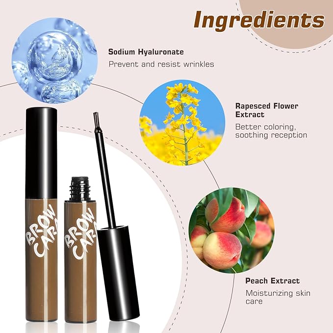 Tattoo Eyebrow Gel Easy Peel Off - Eyebrow Tint Peel Off Long-Lasting Waterproof Transfer-Proof Brow Gel For Fuller & Defined Looking Eyebrows (Gray)