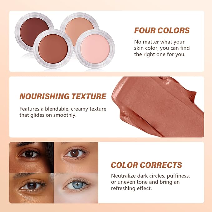 Under Eye Brightener & Concealer - Hydrating Color Corrector for Dark Circles, Lightweight Undereye Brightening Cream with Hyaluronic Acid & Shea Butter, Smooth & Blendable (Warm Nude, 1)