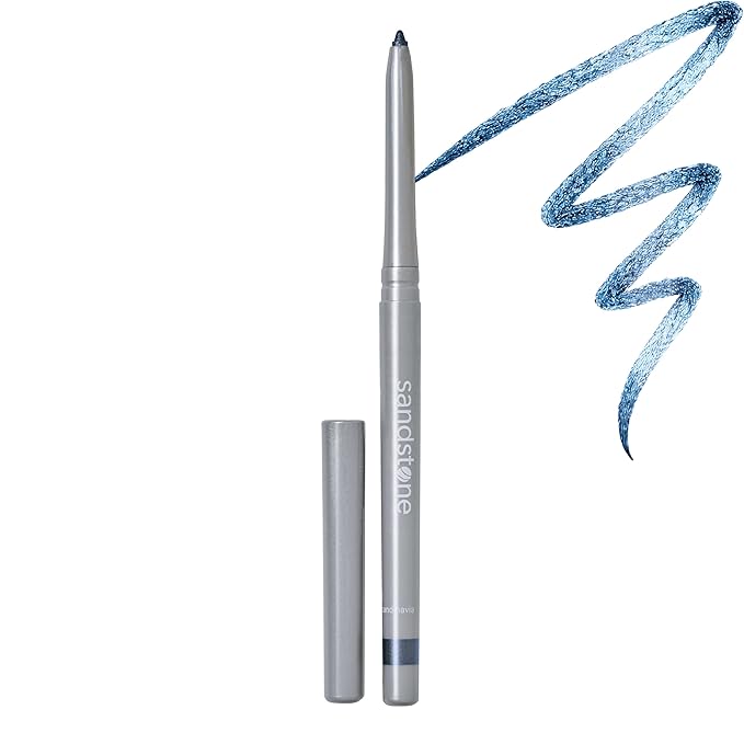 Sandstone Scandinavia Hypoallergenic Waterproof Metallic Eyeliner Pencil – Blue – Fragrance-Free, Vegan – Smudge-Proof Eye Liner for Sensitive Eyes