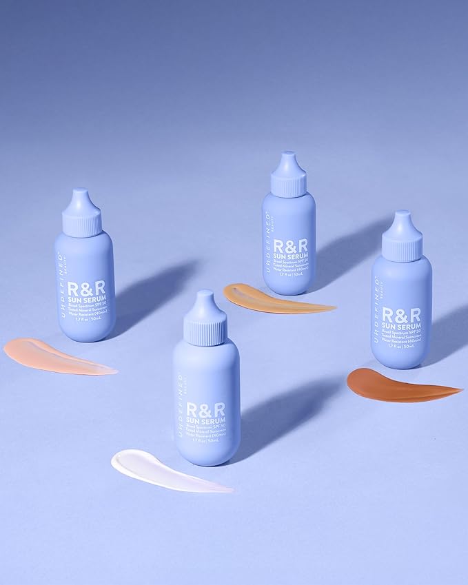Undefined R&R Sun Serum SPF 50 PA++++ Mineral Sunscreen with Niacinamide, Water Resistant Broad Spectrum Protection & Blue Light Defense (Untinted)