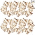 6 Pcs Satin Silk Scrunchies, Soft Hair Ties, Fashion Hair Bands, Bow Ropes, Elastic Ponytail Holders for Women and Girls (4.5 Inch, Beige)