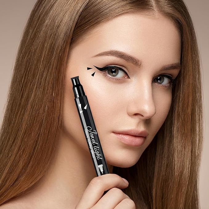 Erinde Winged Eyeliner Stamp, Waterproof Liquid Eye Liner & Stamp for Perfect Cat Eye, Smudge-Proof Cat Eye Liner Cat Stencil Tool, Quick & Easy Black Wingliner, 1 PC