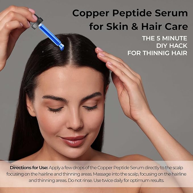 Skin Perfection Copper Peptide Serum GHK-CU 1% for Face & Hair Copper Peptides for Skin, Hair, & Scalp - 1% Blue Liquid for Face, Neck, Body, Scalp Multi-Use Serum Booster with Dropper 0.5 fl oz