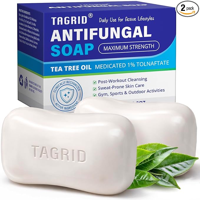 TAGRID Tea Tree Oatmeal Antifungal Soap for Sweaty Skin: Post-Workout Body Cleanser for Active Lifestyles & Gym – Gentle Daily Skin Care