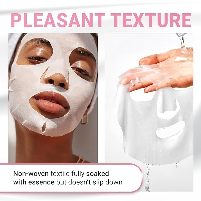 VIABEAUTY 24 Pack of Collagen Face Mask with Ceramides - Rejuvenating Facial Sheet Mask, Fine Lines & Reduce Wrinkles - Face Masks Skincare Moisturizing Collagen Mask for All Skin Types