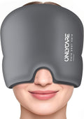 ONLYCARE Migraine Relief Cap, Soothing Migraine Mask, Upgraded Odorless Gel Ice Head Wrap, Hot and Cold Therapy, Headache Ice Pack for Tension, Stress, Hangover(Grey)