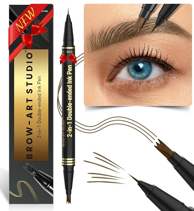 iMethod Microblading Eyebrow Pencil - Brow Pencil 2-in-1 Dual-Ended Eyebrow Pen with 3-Prong Micro-Fork-Tip Applicator & Precise Brush-Tip Creates Natural-Looking Brows, Stay on All Day, Brown