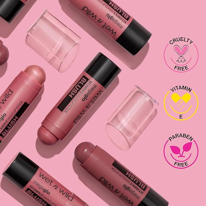 wet n wild MegaGlo Makeup Stick, Buildable Color, Versatile Use, Cruelty-Free & Vegan - Dusty Pink